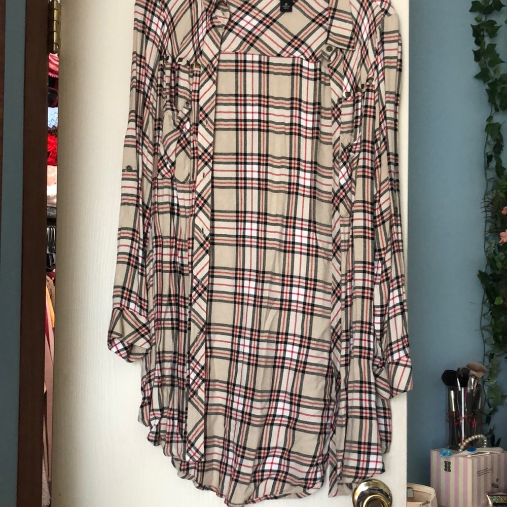 Button down plaid dress/long shirt